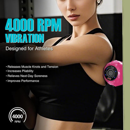 Vibrating Massage Ball for Muscle Recovery with SphereStrap – Target Hard-to-Reach Areas, Hands-Free Back Massage. 4 Speeds High Intensity Trigger Point Massage Ball.