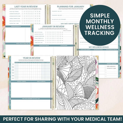 bloom daily planners Undated Chronic Illness Planner & Medical Journal - 12 Month Pain & Symptom Tracker, Mood & Medication Log, Appointment Organizer (7” x 9”) - Chronically Resilient