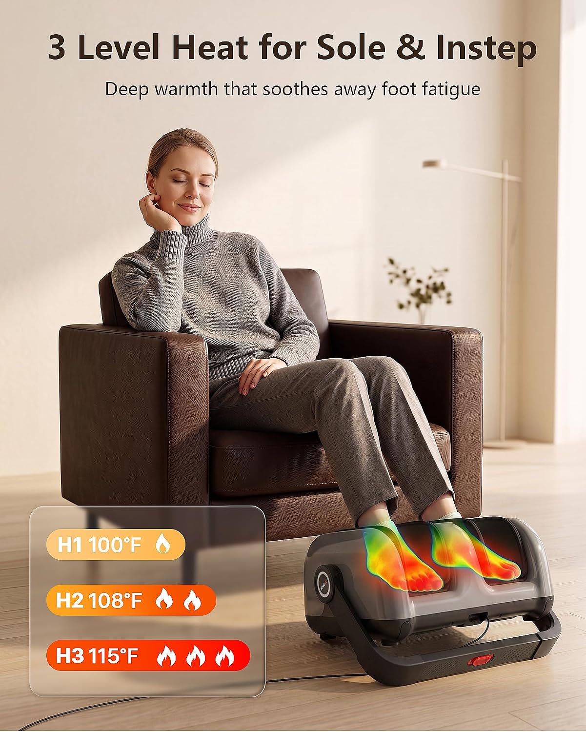 JZBRAIN Pro Shiatsu Foot Massager with Heat for Plantar Fasciitis | L1-L9 Compression, Roller Kneading, Vibration, Soothing Heating, Remote Control, Adjustable Stand for Flat or Angled Use