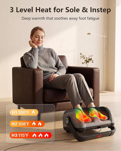 JZBRAIN Pro Shiatsu Foot Massager with Heat for Plantar Fasciitis | L1-L9 Compression, Roller Kneading, Vibration, Soothing Heating, Remote Control, Adjustable Stand for Flat or Angled Use