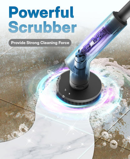 HOTO Cordless Electric Spin Scrubber, 6 Brush Heads, for Bathroom, Tile | IPX7 Full Body Waterproof Bathroom Cleaning Brush, Max 22 in-lb, Shower Scrubber Brush with Long Handle