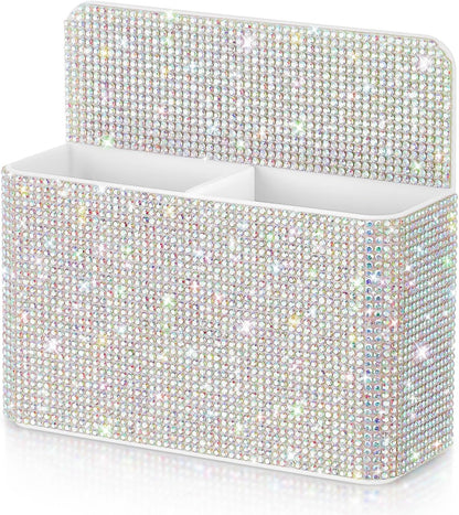 MotiMind Purple Locker Accessories for Girls, Bling Magnetic Pen Holder for Refrigerator, Back to School Rhinestone Marker Holder for Locker, Sparkly Gift for Student (Medium,Rhinestone)