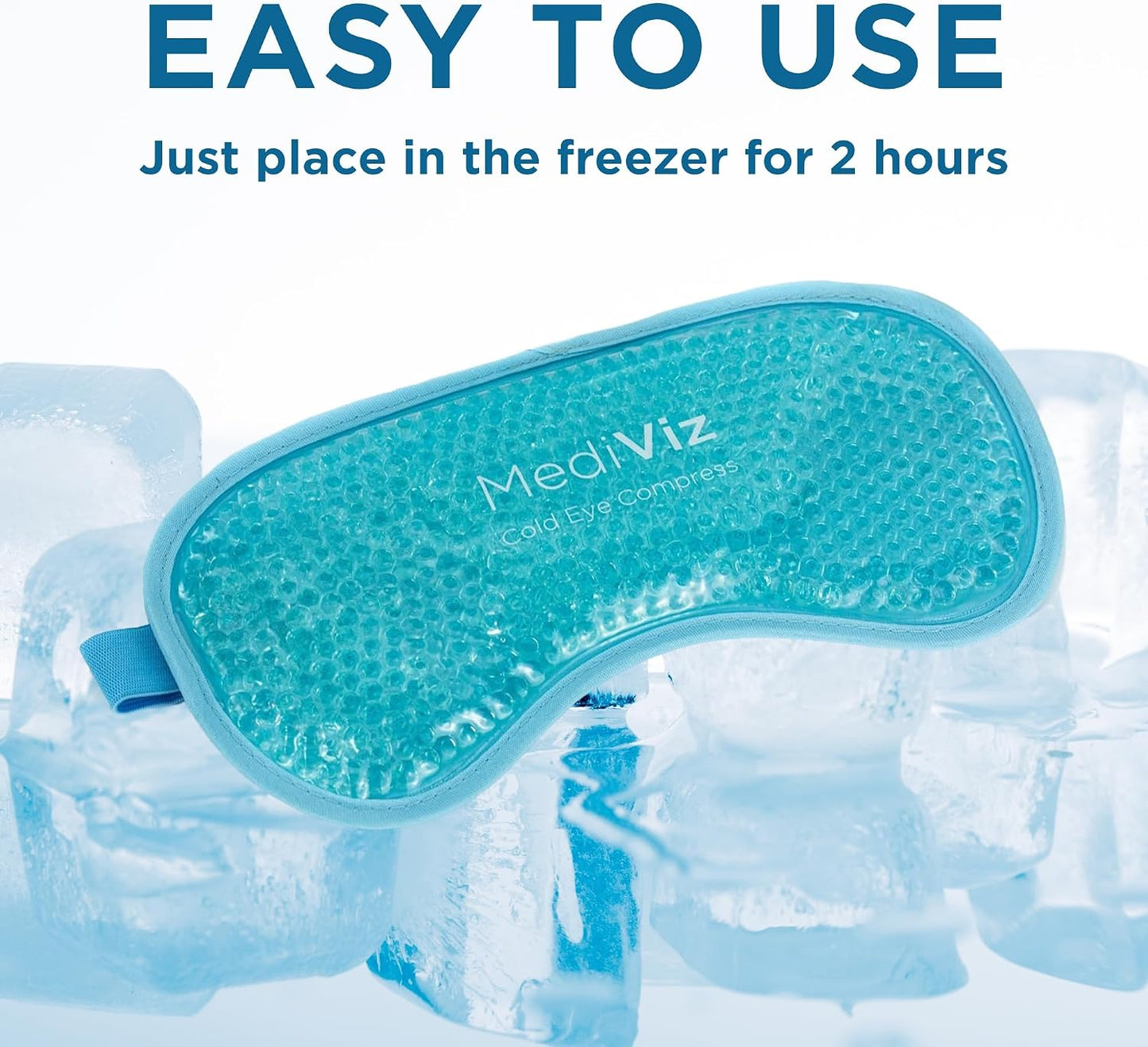 MediViz Cooling Gel Eye Mask, Blue | Cold Eye Mask for Relief from Puffy Eyes, Allergies & Headaches, Adjustable for Personalized Comfort, Reusable Mask