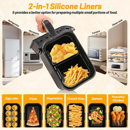 Silicone Air Fryer Liners 4 Pack for Ninja Foodi DZ201 DZ401 DZ550 DZ320 | Reusable Silicone Air Fryer Basket Liners for COSORI 9QT, Bella 4Qt, Chefman, Instant and 8–10QT Dual Basket Air Fryers