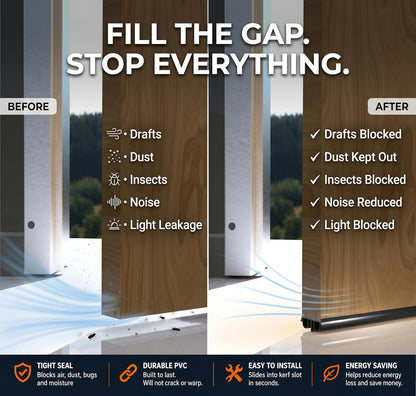 Exterior Door Sweep [2 Pack] – 36 Inch Kerf Weather Stripping with Dual Air Tube Seal & Vinyl Fins | Under Door Bottom Seal Strip for Exterior Doors with Kerf Track | Quiet & Tight Fit