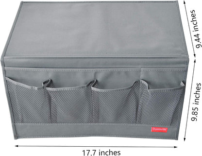 Bedside Storage Organizer, Bedside Caddy, Table Cabinet Storage Organizer, TV Remote Control, Phones, Magazines, Tablets, Accessories, Grey
