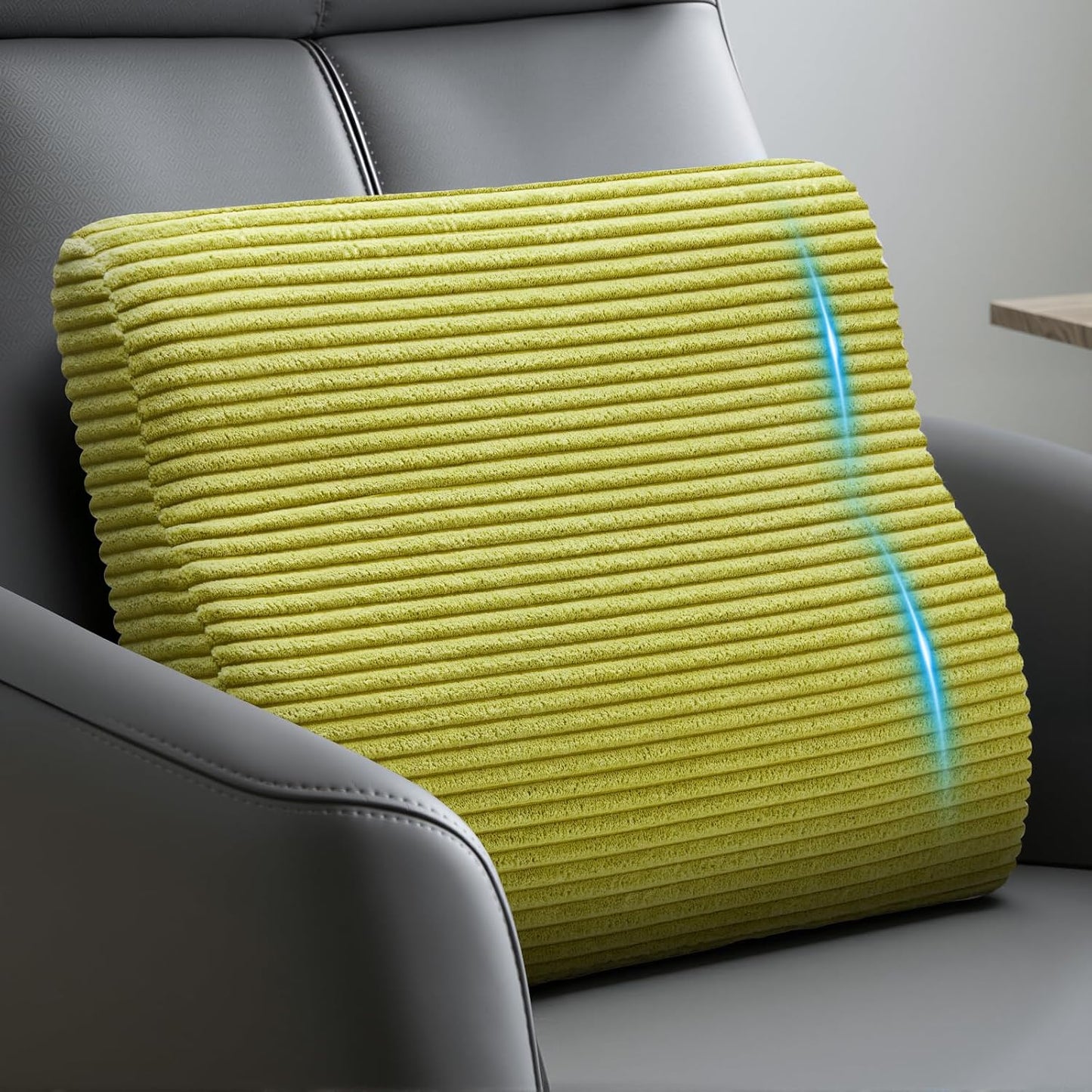 Lumbar Support Pillow for Recliner Chair/Accent Chair/Couch, Washable Cover | Large Memory Foam Back Support Cushion for Elderly, Ergonomic Backrest Pillow for Back Rest/Pain Relief/Reading, Gray