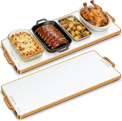 Electric Warming Tray,Extralong 47"x12",Tempered Glass Warming Mat for Food