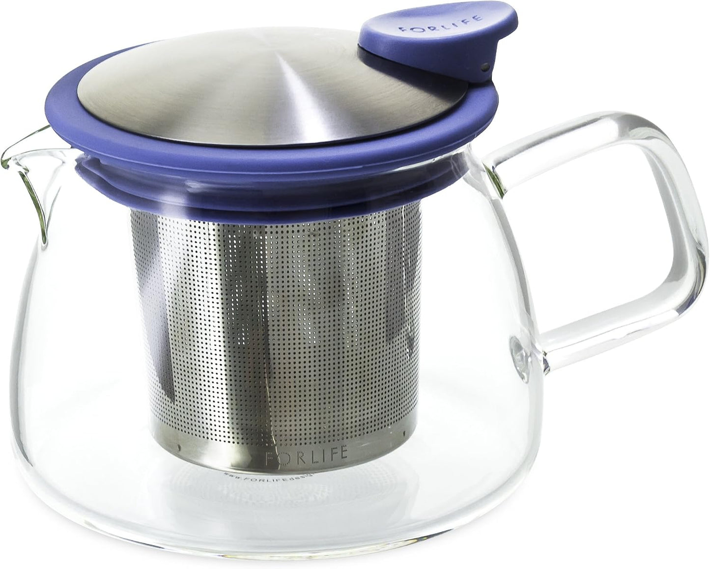 Forlife Bell Glass Teapot with Basket Infuser, 14-Ounce/430ml, White