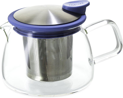 Forlife Bell Glass Teapot with Basket Infuser, 14-Ounce/430ml, White