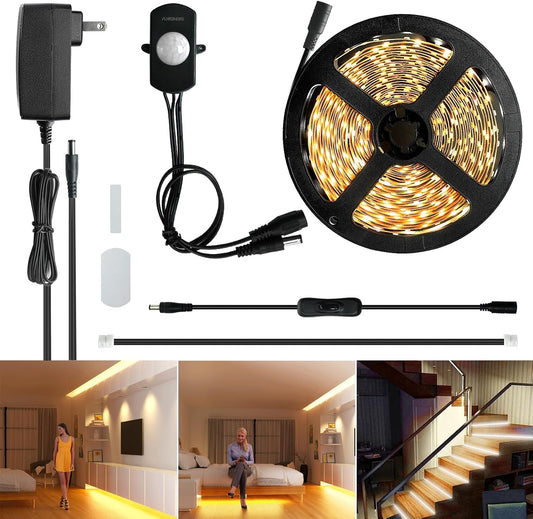 Sensky Dimmable Motion Sensor LED Under Cabinet Light Kit, 8.2FT,Warm White