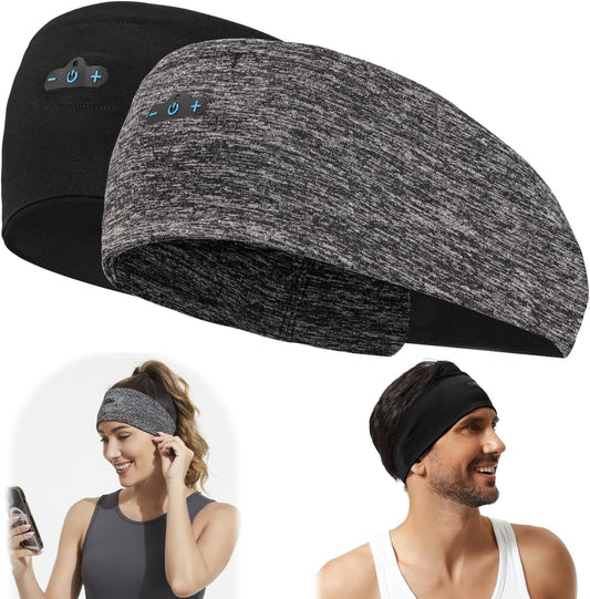 BORAYDA 2-Pack Bluetooth Headband, Bluetooth 5.4 Sleeping Headphones,18 Hours Play Time,HD Stereo, Built-in Microphone, Workout, Running, Sports, Men/Women Giftv