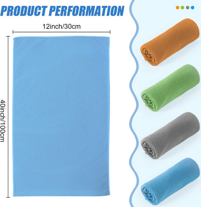 4 Pack Cooling Towels Wrap for Neck Face,Ice Cold Towel Rags Quick Dry for Gym Fitness Yoga Tennis Cycling Running Hiking Workout Sweat(Multicolor-02)