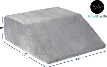 AllSett Health Large Half Moon Bolster Pillow for Legs, Knees, Lower Back and Head, Lumbar Support Pillow for Bed, Sleeping | Semi Roll for Ankle and Foot Comfort - Machine Washable Cover, White
