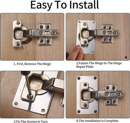 8 Pcs Cabinet Hinges Repair Plates, Cabinet Doors Hinge Repair Kit | cabinet door repair,stainless steel repair plate,Furniture Cabinet Drawer Window Repair Plates with Screwdriver
