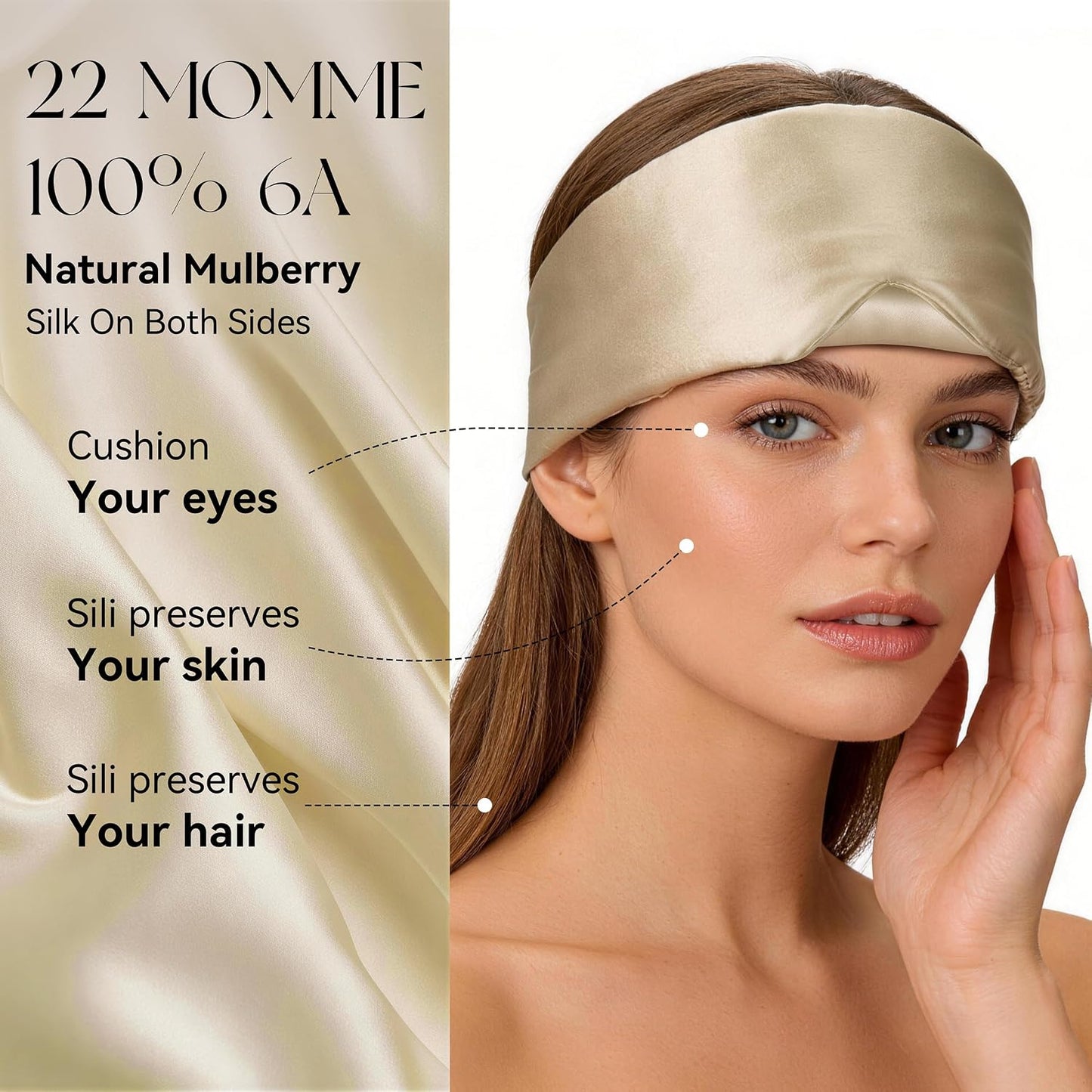 Silk Sleep Mask 22 Momme 100% Mulberry Silk & 3.5cm Silk Hairband Set for Side Sleeper Women Men,Light Blocking Nose Pad, Adjustable Silent Strap,Eye Mask fo Home & Travel Use (Pink)