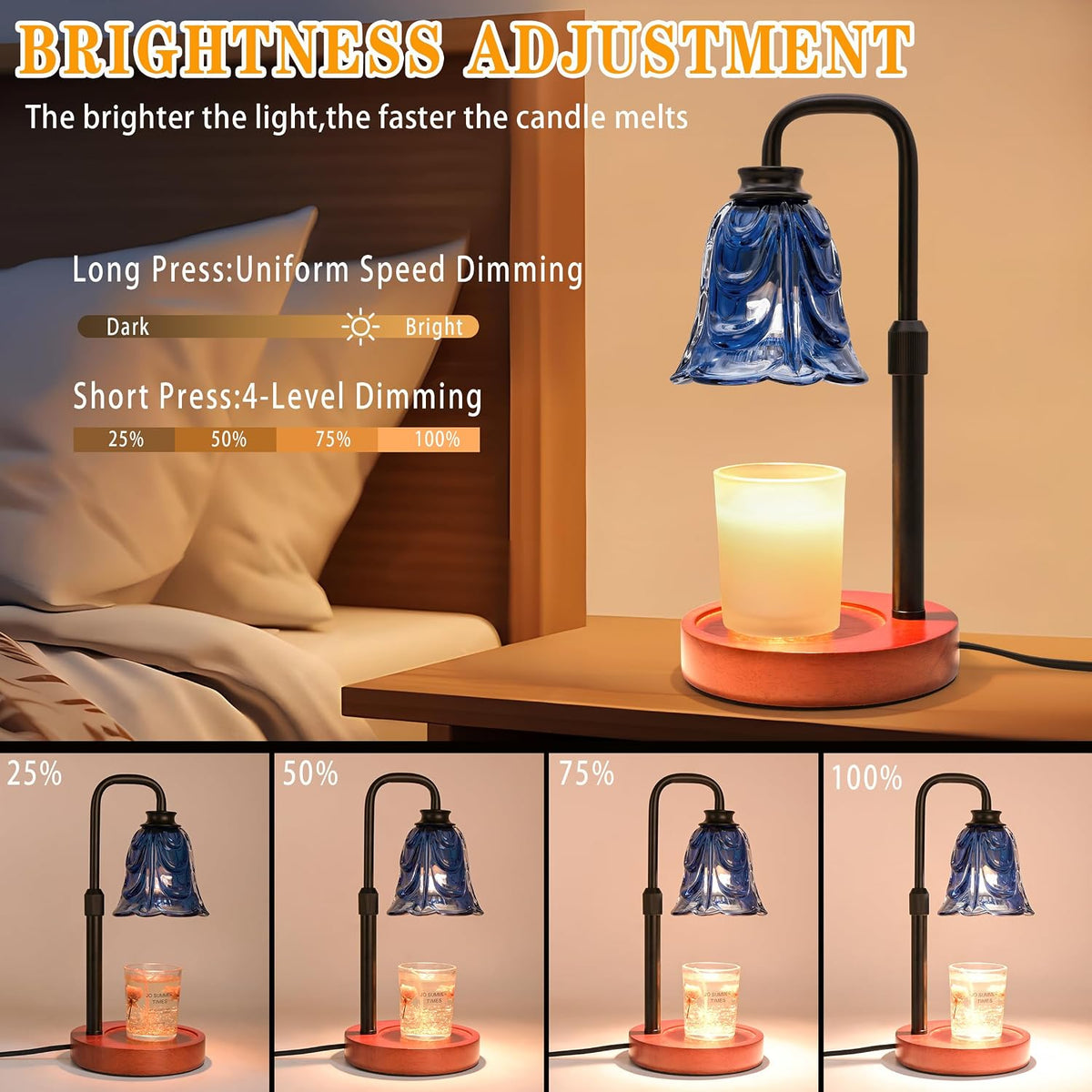 XJZJY Pink Flower Candle Warmer Lamp with Timer, Birthday Gifts for Women