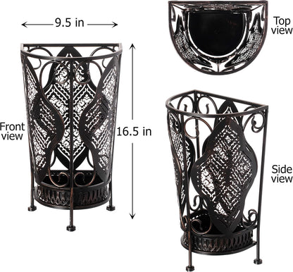 Dualplex Umbrella Holder Umbrella Stand Rack Metal Entry Hallway Décor w/Removable Drip Tray for Home Office Holds Umbrellas Canes Walking Sticks 16" Tall (Square, Antique)
