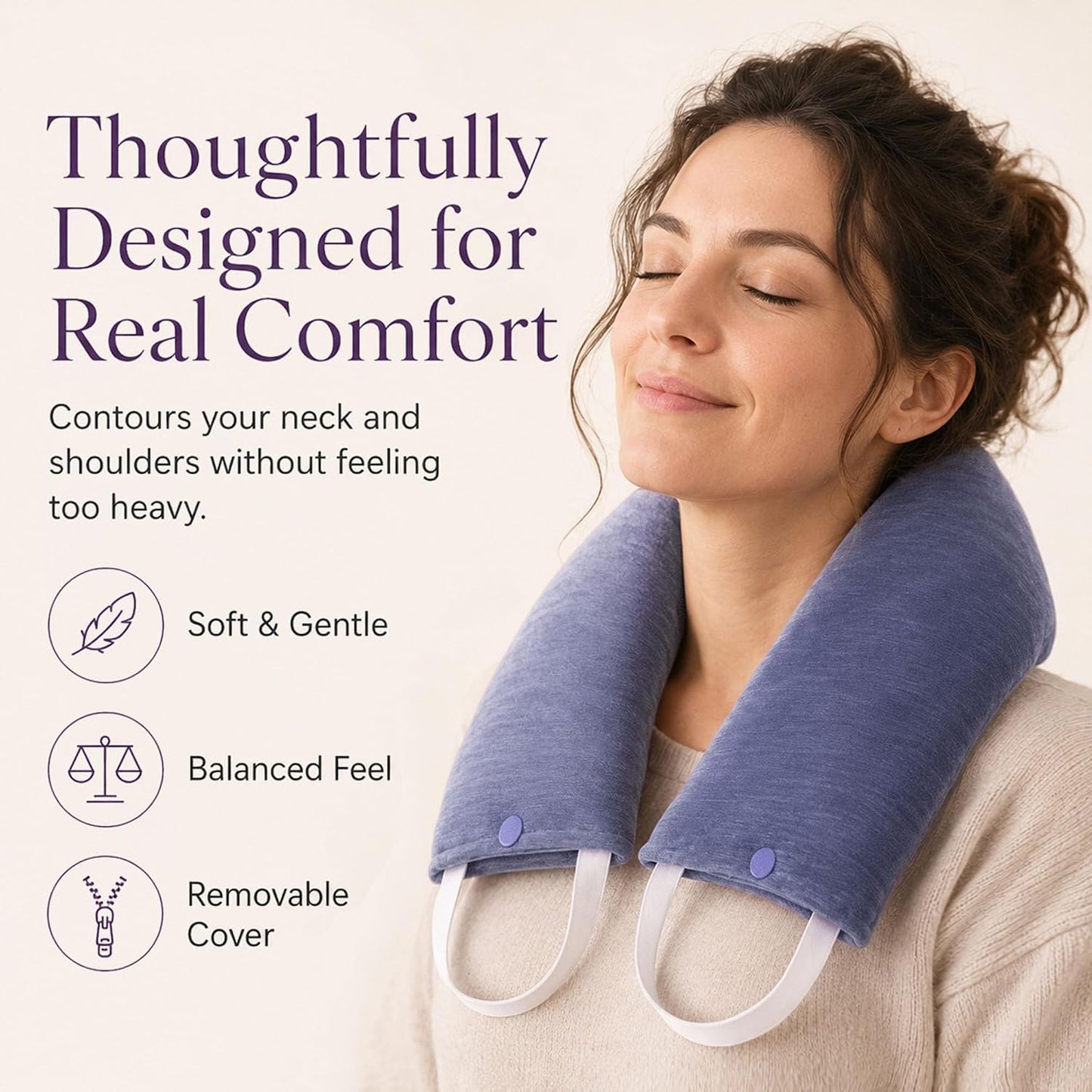 Premium Lavender Neck Wrap Set, Microwavable Heat Pad with Eye Pillow | Balanced lavender, salt, and buckwheat blend creates soothing neck warmth, warm or chilled use, and added tired-eye comfort.