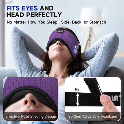 TOPOINT Sleep Mask with Bluetooth Headphones, 3D Eye Mask for Sleep Headphones with White Noise, Total Blackout, 5.4 Bluetooth, Timer, 15 Hours for Women Men, Travel, Meditation, Nap, CPAP Users