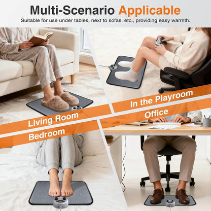Foot Warmer, Heated Foot Mat Under Desk, 5 Temperature Settings & 7 Timer Settings, Auto Shut-Off & Fast Heating, Heated Foot Pad for Home & Office Use(Black Gray) | 5 Temperature & 7 Timer Settings, Fast Heating with Auto Shut-Off, Keeps Feet Warm and