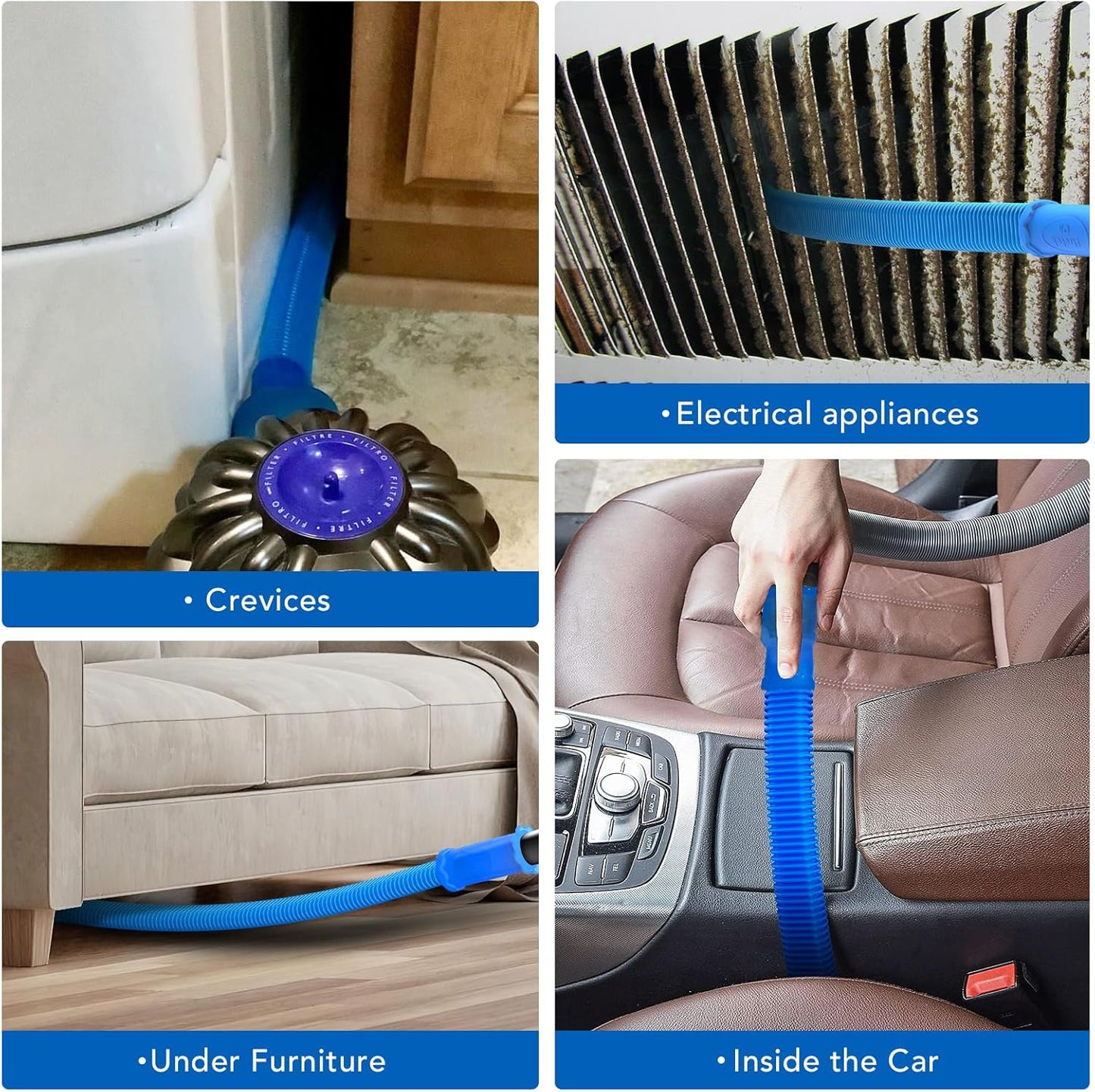 Sealegend Dryer Vent Cleaner Kit, Universal Vacuum Hose Attachment Blue | Upgraded Flexible Hose Without Whistling Noise, Fits Most Vacuums, Lint Removal Power for Dryer Vents & Tight Areas