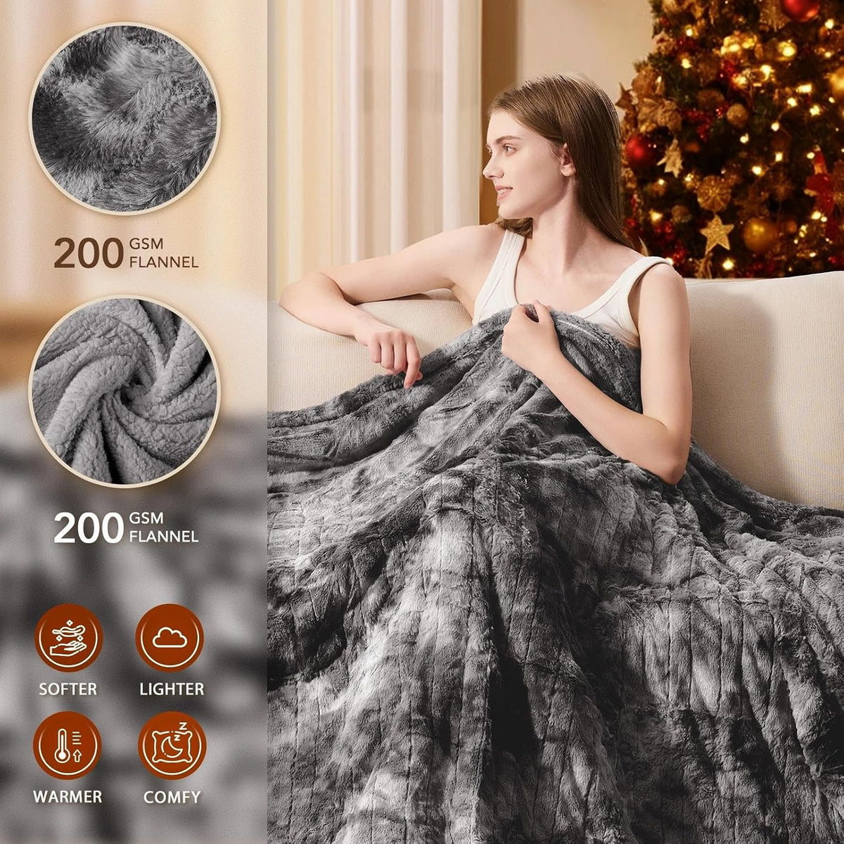 Homemate Heated Blanket Electric Heating Throw 50x60 Plush Faux Fur Sherpa