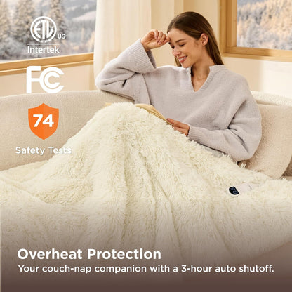 Bedsure Heated Blanket Throw Blanket with Preheat Function - Fast Heating Electric Blanket, Soft Flannel Throw with 6 Time Settings(Up to 10H), 6 Heating Settings, Gifts for Grandma (50"x60", Grey)