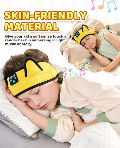 KIDSBAND Kids Bluetooth Headphones, Sleep Headband [Wireless & Wired Playback 2in1] Foldable Headphones for School/Travel/Tablet/Sleep