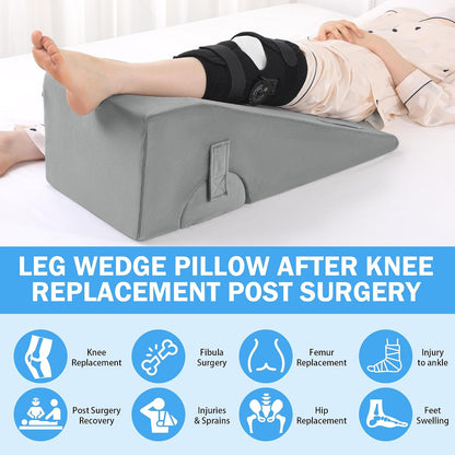 ROYALAY Knee Replacement Pillow, Leg Pillow for Knee Surgery Recovery with Different Height, Leg Surgery Recovery Equipment for Hip Foot Ankle, Double