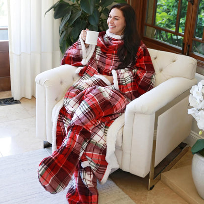 Catalonia Wearable Blanket with Sleeves & Foot Pocket for Adults | Soft Fleece Throw Wrap with Hands-Free Comfort, Perfect for Reading, TV Time & Relaxing, Christmas Gift for Women & Men