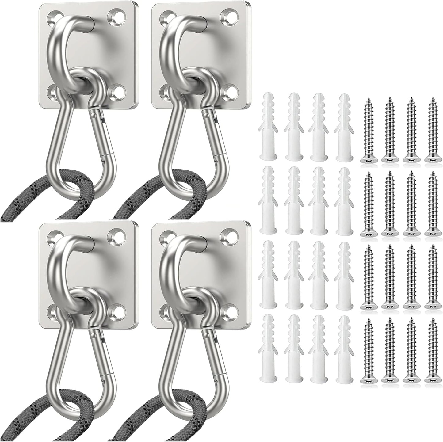 Stainless Steel Tie Out Mounted Wall Hook with Clip for Dog Up to 500lbs | for Small / Medium / Large Dog, Rust-resistant & Corrosion-resistant, Applicable to Concrete/Brick/Wood