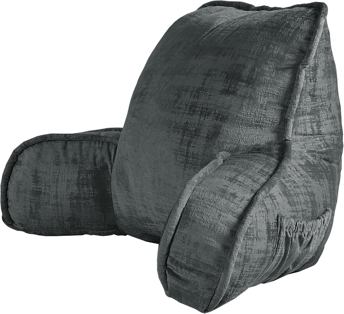 DIY Assembly Art Velvet Backrest Reading Bed Rest Pillow with Arms & Pockets, 18" H for Sitting in Bed Couch Sofa, Back Support Cushion with Removable Cover, 20"x18"x17", Aqua