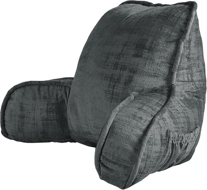 DIY Assembly Art Velvet Backrest Reading Bed Rest Pillow with Arms & Pockets, 18" H for Sitting in Bed Couch Sofa, Back Support Cushion with Removable Cover, 20"x18"x17", Aqua