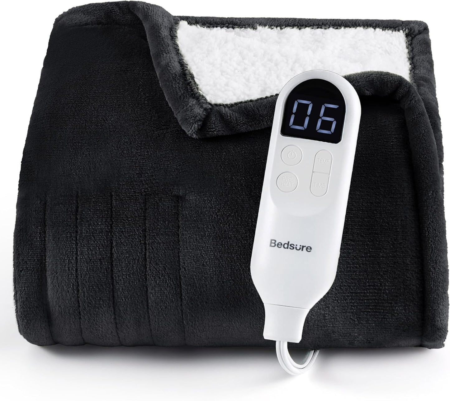 Bedsure Heated Blanket Throw Blanket with Preheat Function - Fast Heating Electric Blanket, Soft Flannel Throw with 6 Time Settings(Up to 10H), 6 Heating Settings, Gifts for Grandma (50"x60", Grey)