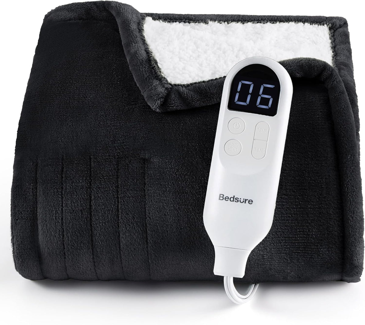 Bedsure Heated Blanket Throw, Soft Electric Blanket with Preheat, Cream