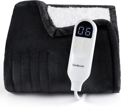 Bedsure Heated Blanket Throw, Soft Electric Blanket with Preheat, Cream