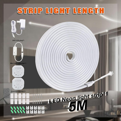Motion Sensor LED Strip Lights - Chasing Effect Auto ON/Off for Stairs, Bedroom, Under Cabinet - 16.4ft White, Intelligent Motion Sensor Stair Lights