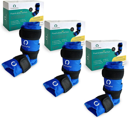 Foot and Ankle Gel Pack - Reusable Gel Ice Pack with Elastic Fastener - Cold Packs for Post-Surgery or Sport Injuries, Flexible Ice Packs - Foot Wrap and Ankle Ice Pack Wrap Compression - 1 Pack Blue