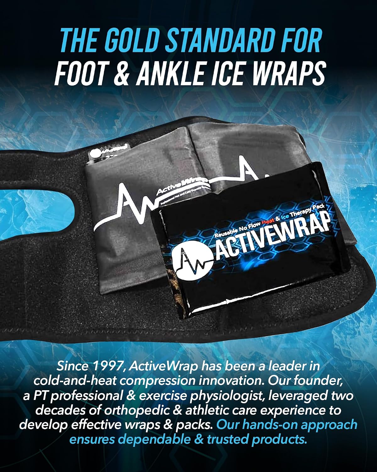 ActiveWrap Foot and Ankle Ice Pack Wrap & Heat Wrap, Large/X-Large – Includes 2 Ultra Flex Gel Ice Packs for Injuries Reusable – Hot & Cold Therapy for Targeted Foot Pain Relief, Sprained Ankle & Heel