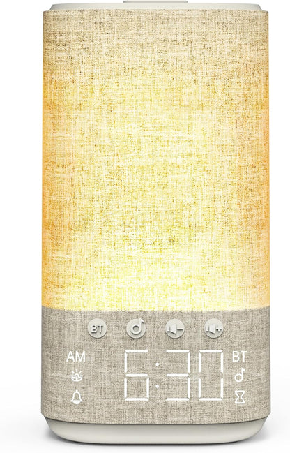 Sunrise Alarm Clock Sound Machine for Bedroom: Natural Wake Up Light | Dimmable Night Light Clock - Bluetooth Speaker - 25 Sleep Sounds - White Noise Machine for Baby Adults Kids
