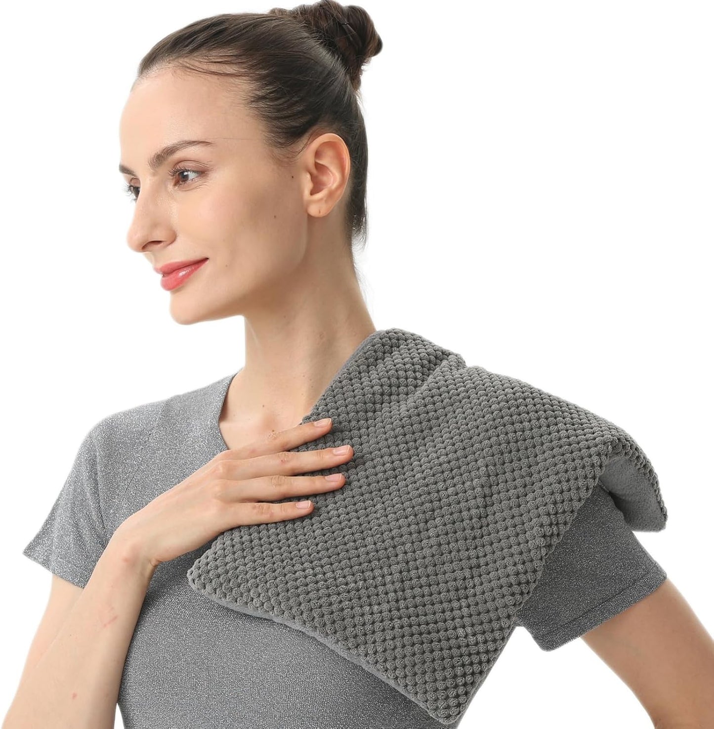Wide Microwave Heating Pad for Pain Relief 8x17 Microwavable Heat Pack for Cramps,Neck Shoulder,Back Washable Cover Cordless Moist Hot Pack Weighted Bean Bag wrap Moist Warm Compress Unscented