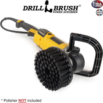 7in Boat Brush Variable Speed Polisher Attachment - Medium Yellow Bristles | Bathroom Accessories - Cleaning Supplies - Deck Scrub Brush - 5/8 x 11 Threaded Hub - Tile - Shower Cleaner - Flooring