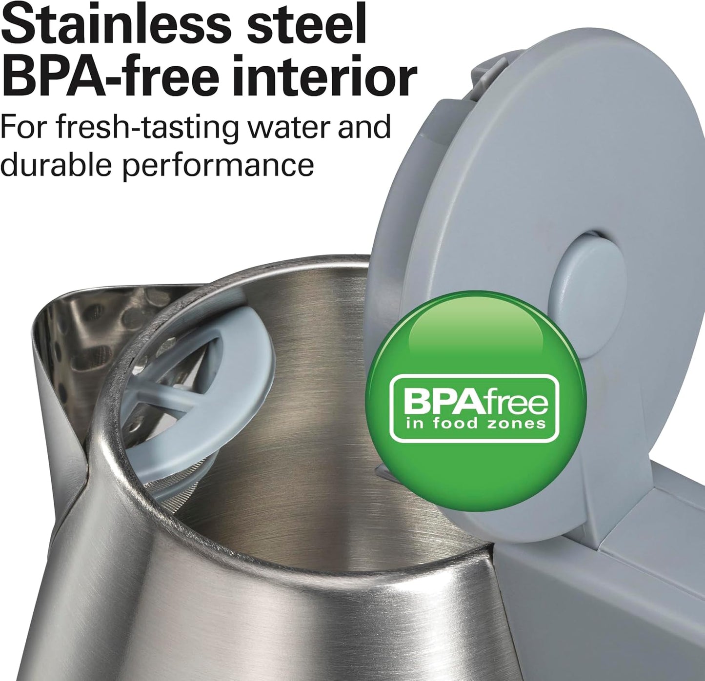 Hamilton Beach 1 Liter Electric Tea Kettle, Water Boiler & Heater | Fast Boiling 1500 Watts | BPA Free | Cordless Serving | Auto-Shutoff & Boil-Dry Protection | Cord Wrap | Stainless Steel