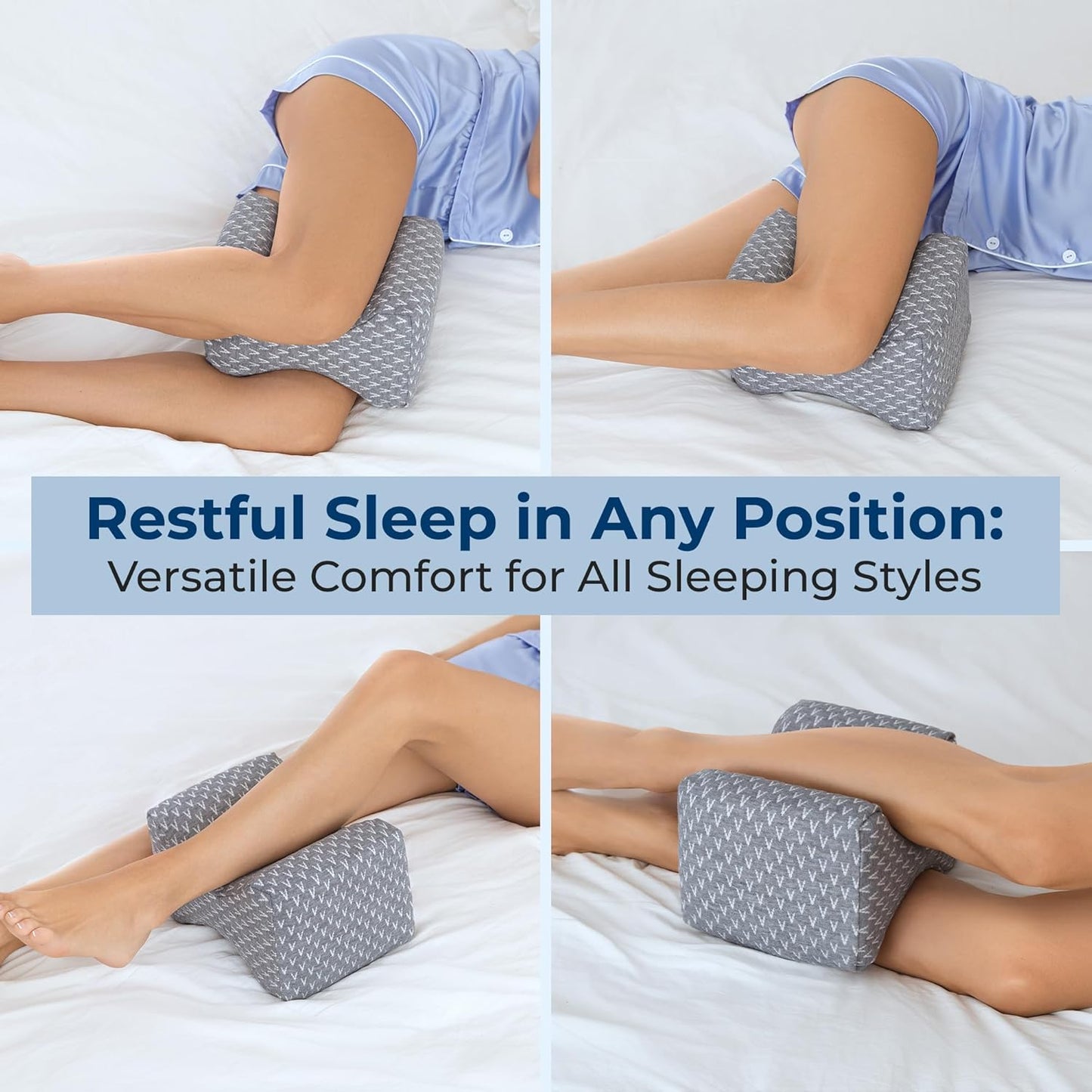 5 STARS UNITED Knee Pillow for Side Sleepers - Hip Pain Relief, Memory Foam Leg Cushion for Side Sleeping - Between Legs Pillow for Sciatica & Lower Back Pain, White