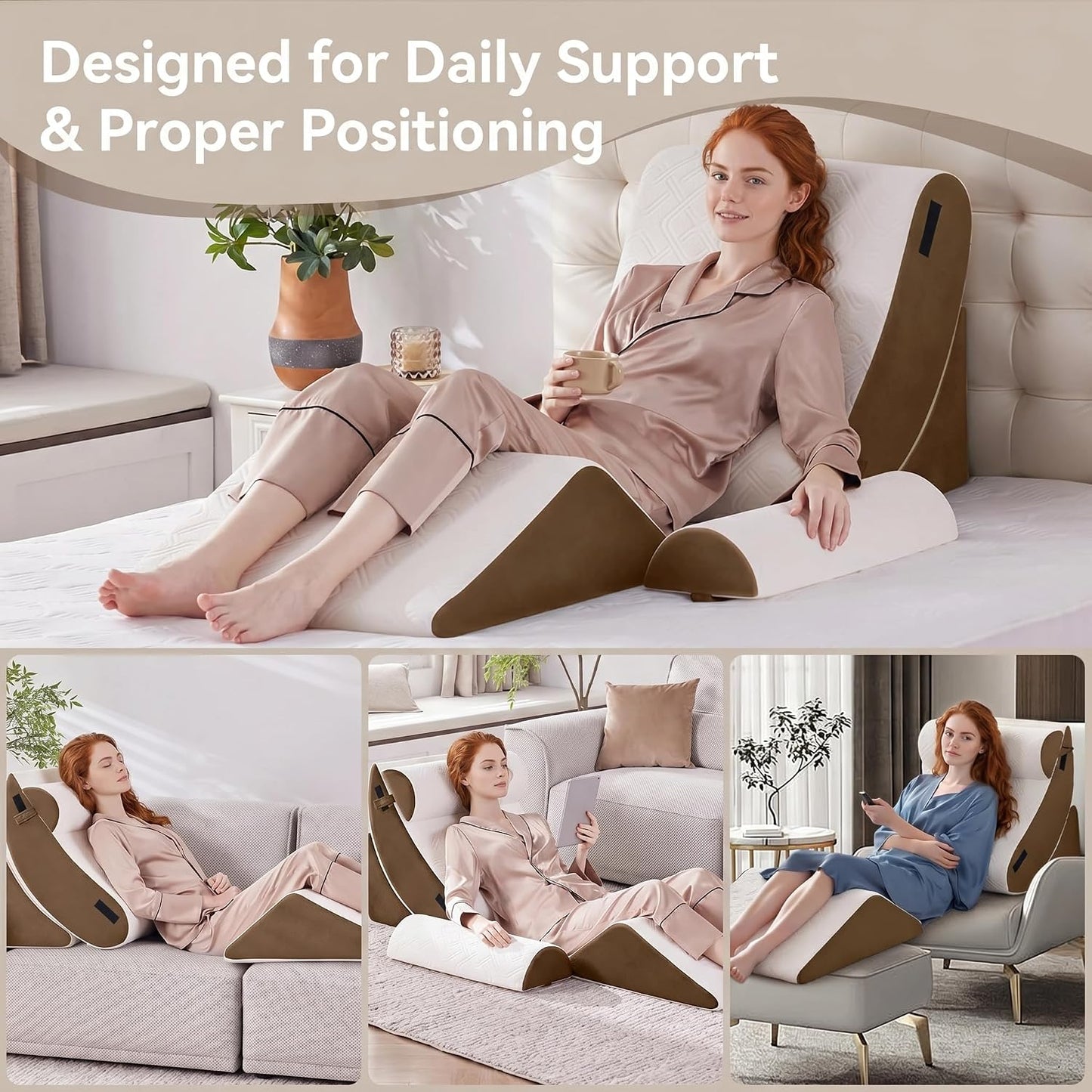 5PCS Wedge Pillow Set for After Surgery,Bed Pillow for Sleeping | Memory Foam Orthopedic Back Pillow for Pain Relief and Acid Reflux, Adjustable Sitting Up for Bed Post Surgery Pillow Green