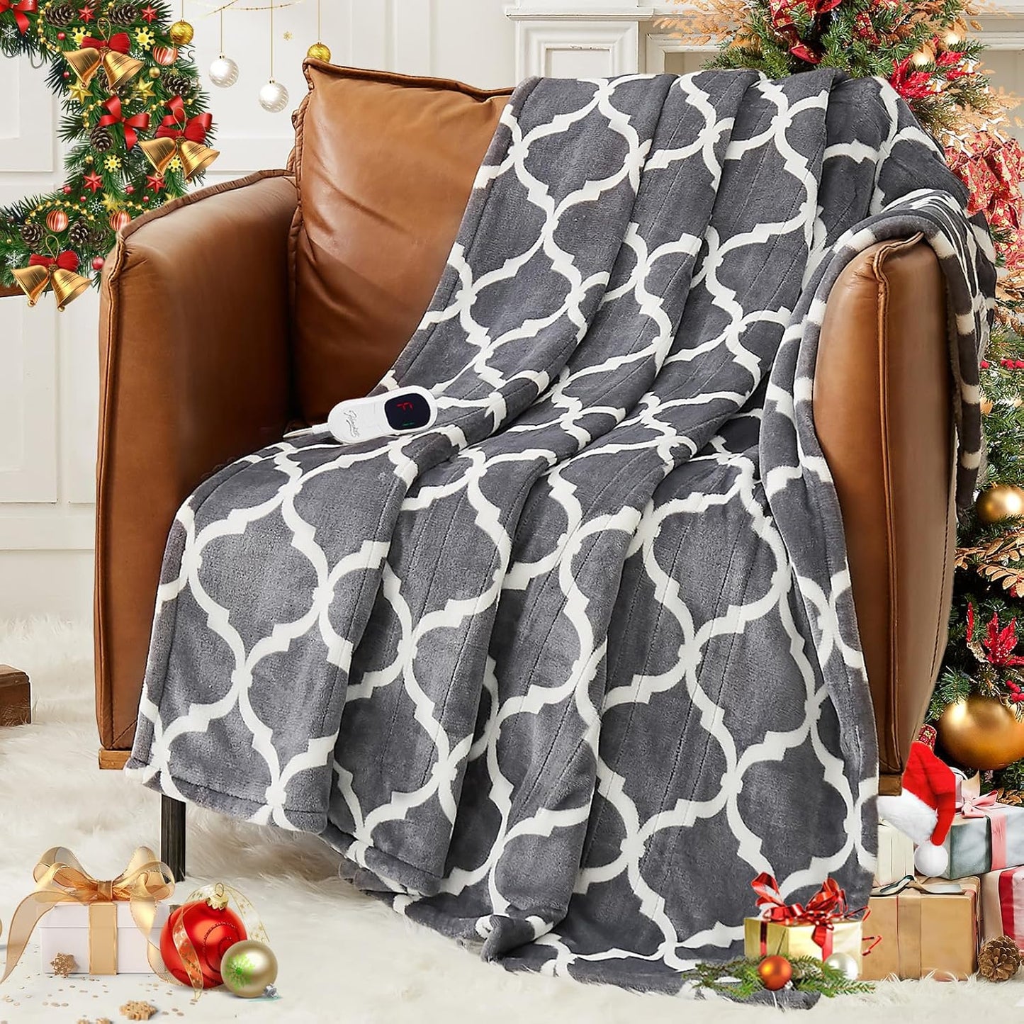 Homemate Heated Blanket Electric Throw - 50“x60“ Heating Blanket with 10 Fast Heat Levels 8 Hours Auto Off Soft Cozy Flannel Over-Heated Protection ETL Certification Keep Warming in Home | Throw with 10 Fast Heat Levels 8 Hours Auto Off Over-Heated