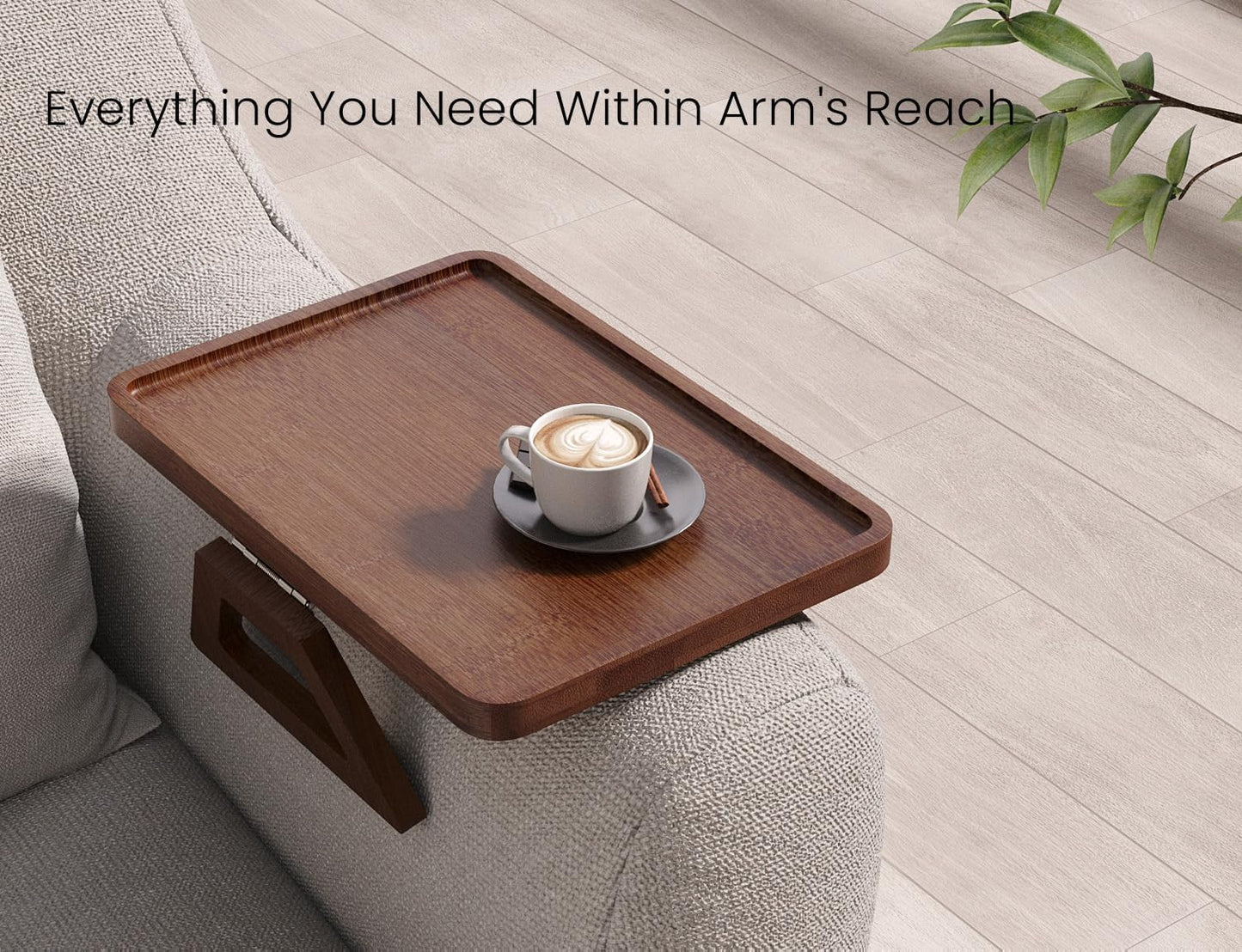 2 Pack Bamboo Couch Arm Tray,Folding Sofa Armrest Table（Natural） | Clip-On Couch Desk,Foldable, high load-bearing, Non-slip, no assembly，easy to wipe clean，Natural bamboo,Gift box