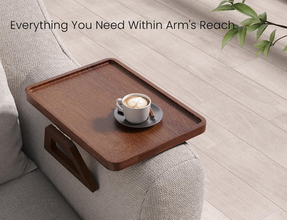 2 Pack Bamboo Couch Arm Tray,Folding Sofa Armrest Table（Natural） | Clip-On Couch Desk,Foldable, high load-bearing, Non-slip, no assembly，easy to wipe clean，Natural bamboo,Gift box