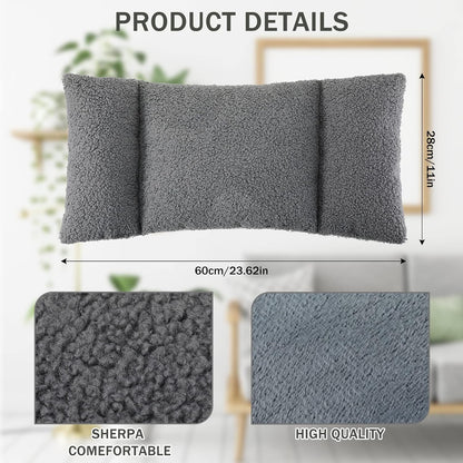 Queekay Fleece Lumbar Support Pillow 3 Section for Office Chair, Black